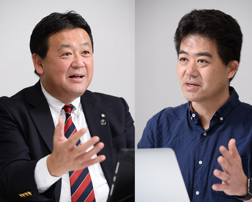 株式会社テレビ朝日ホールディングス 経営戦略部 渉外担当部長 岩田 淳氏(写真左)zonari合同会社 代表執行役社長/株式会社電通デジタル 客員エグゼクティブコンサルタント 有園雄一氏(写真右)