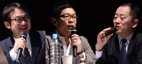 右からポッカサッポロフード&ビバレッジ株式会社 執行役員 マーケティング本部 本部長 大槻洋揮氏、資生堂ジャパン株式会社 EC事業推進部 コンテンツコミュニケーショングループ グループマネージャー 仙田浩一郎氏、クオン株式会社 代表取締役 武田隆氏