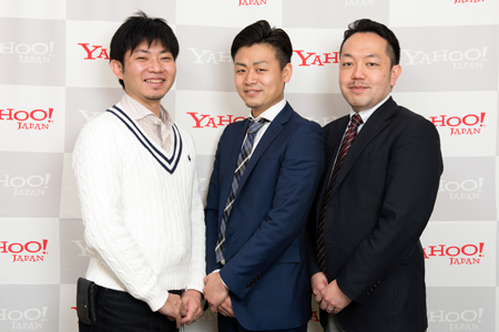 ヤフー株式会社 マーケティングソリューションカンパニー マーケティングイノベーション室 室長 友澤大輔氏(写真左)株式会社GyaO 営業本部 ソリューション営業部 マネージャー 濱田雄司氏(写真中央)同マネージャー 松山馨太氏