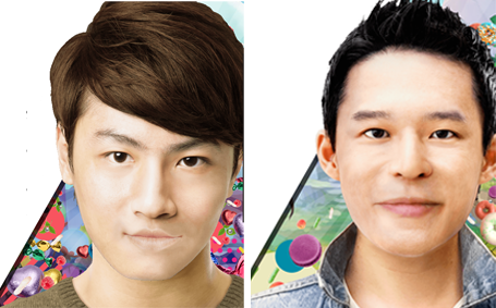 画像左:平均的な「ワニ顔女子力男子」、画像右:平均的な「犬顔昭和男子」