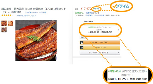 「マケプレプライム」対象商品の表示イメージ