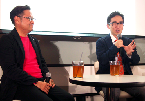 左: Twitter Inc. Client Solutions事業担当副社長 兼 Twitter Japan株式会社代表取締役 笹本裕氏、右:Tastemade Japan株式会社 代表取締役 吉岡研一氏