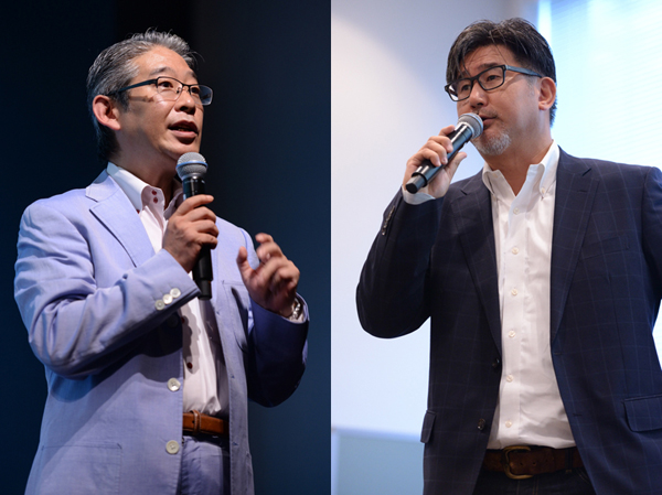 左から、日本郵便株式会社 郵便・物流営業部 担当部長 鈴木睦夫氏 株式会社グーフCEO 岡本幸憲氏