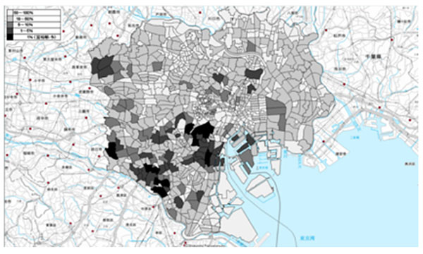 富裕層が多く居住する地域(東京23区:居住地ベース)