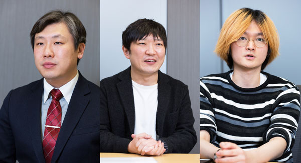(右)JR東日本リテールネット 営業本部 営業戦略部 ニューデイズビジョン課 課員 綱島慎彦氏(中央)スクウェア・エニックス 出版ビジネス・ディビジョン マネージャー 中川健氏(左)スクウェア・エニックス 出版ビジネス・ディビジョン コミック編集部 三神孟彦氏