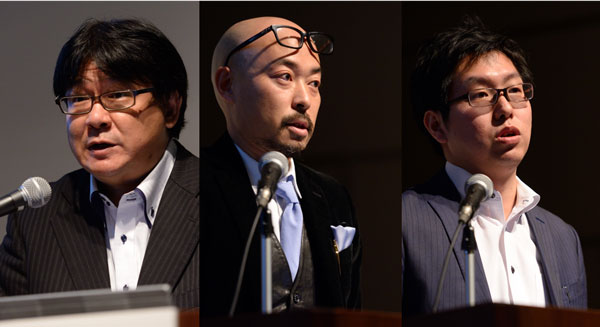(左)日本テレビ放送網 日テレラボ調査研究部次長 中村知純氏(中央)日本テレビ放送網 インターネット事業局 インターネット事業部 長島慎祐氏(ドワンゴ社より出向中)(右)フォアキャスト・コミュニケーションズ B2Bセールスディビジョン 吉田浩氏