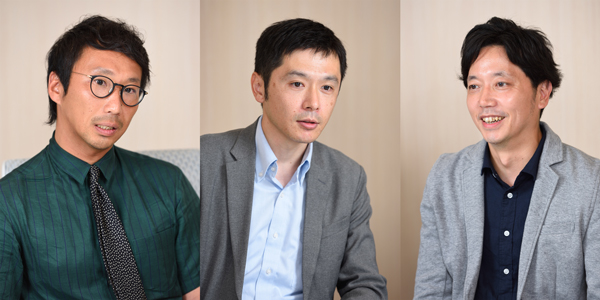写真左から、電通ダイレクトマーケティング 事業プランニング・センター 部長 今井秀俊氏 同 担当部長 中嶋啓貴氏 事業コンサルティング・センター イノベーションコンサルティング部長 小松俊朗氏