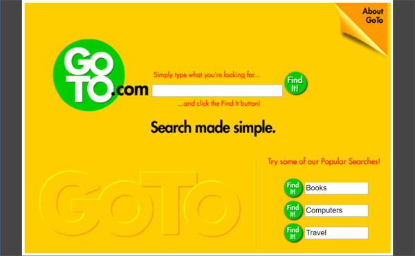 1998年のGoTo.com(Internet Archive)