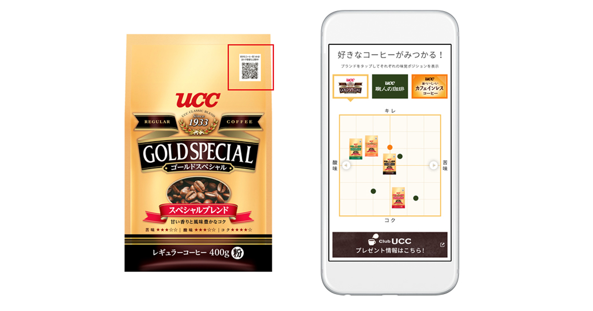 Ucc上島珈琲 商品パッケージにqrコードを印字し 味覚マップ を提供 店頭での珈琲選びに活用可能 Markezine マーケジン