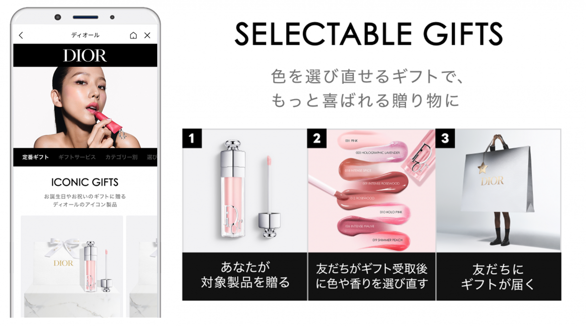 LINEギフトにディオールが新規出店 受け取り側が色や香りを選び直せる